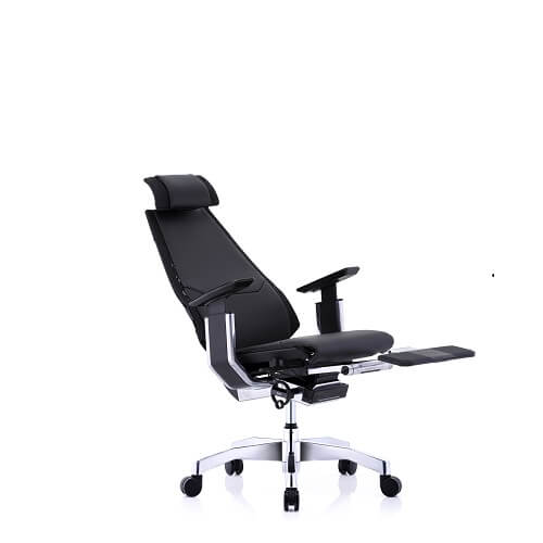כיסא ארגונומי עור עם משענת רגליים Comfort UK Genidia Luxury שחור - Image 3