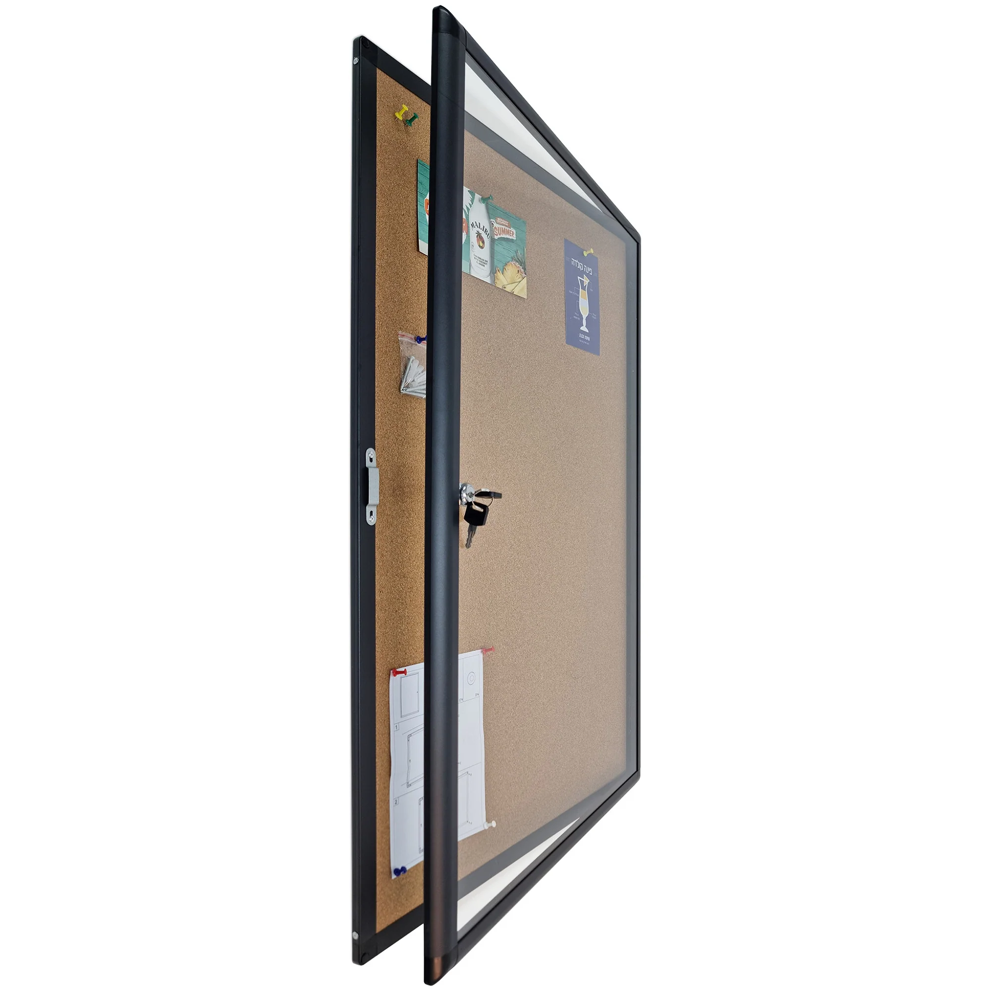 לוח מודעות עם נעילה דלת זכוכית 70/100 ס"מ - Bclear - Image 3