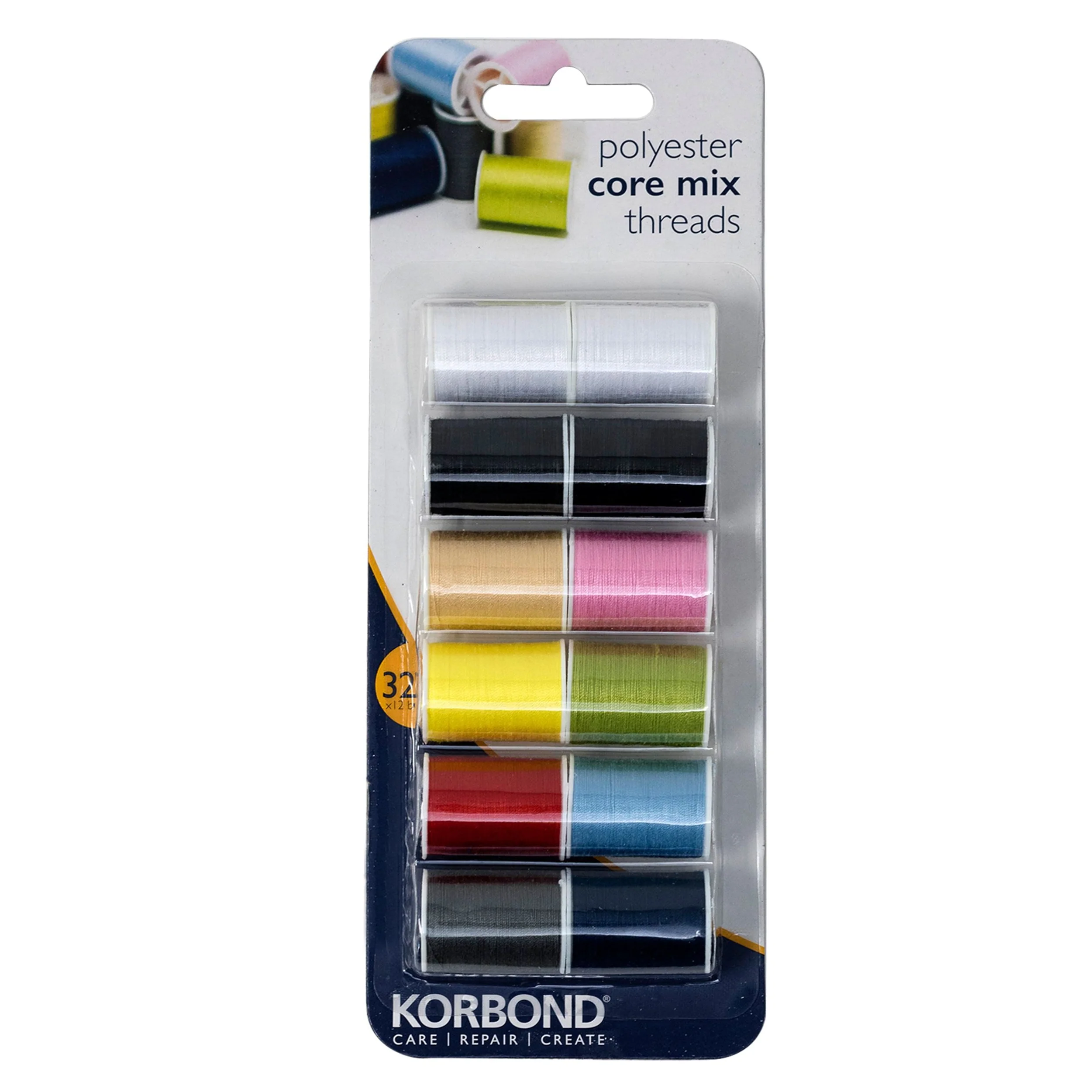 סט חוטי תפירה פוליאסטר בגוונים שונים 32*12מטר Korbond