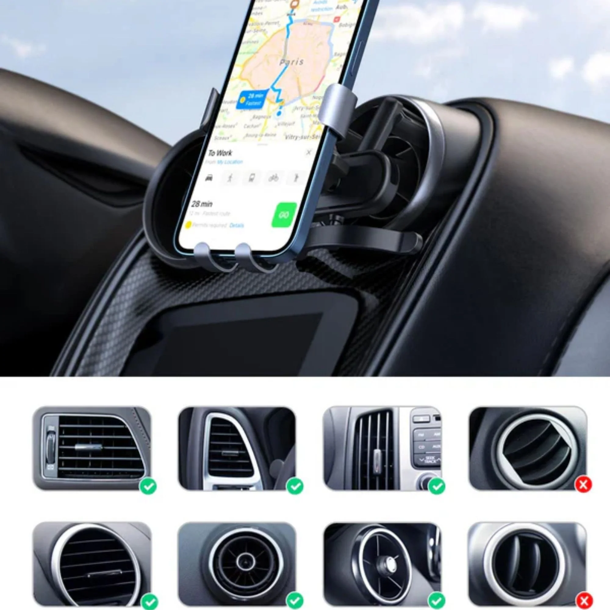 מעמד לרכב פתח מיזוג עגול Gravity Phone Holder Ugreen - Image 2