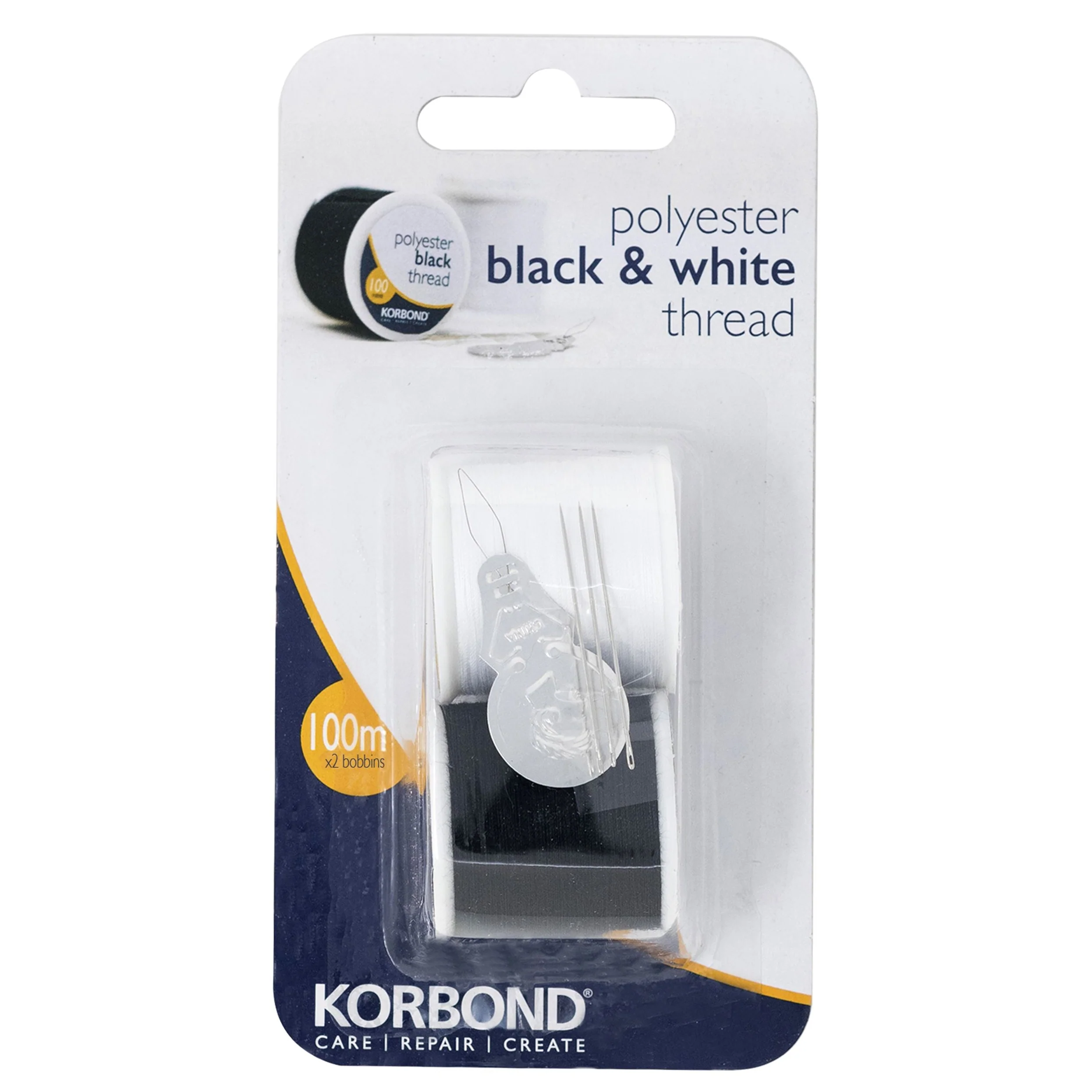 חוט פוליאסטר שחור ולבן 100*2מטר Korbond