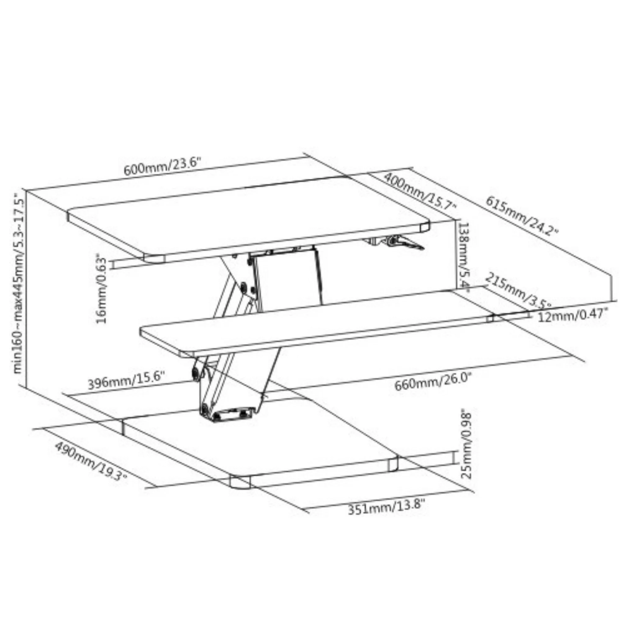 עמדת עבודה ישיבה- עמידה Lumi DWS25-T01 - Image 5