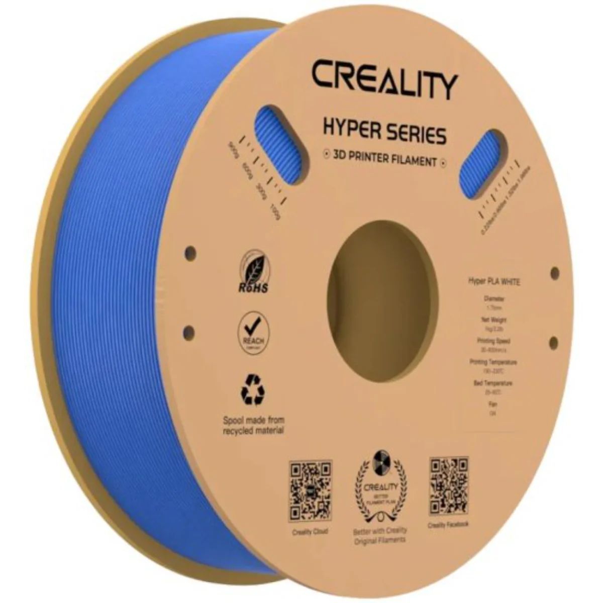 סליל הדפסה (פילמנט) לבן 1.75 מ"מ/1 ק"ג דגם Creality Hyper PLA - Image 8