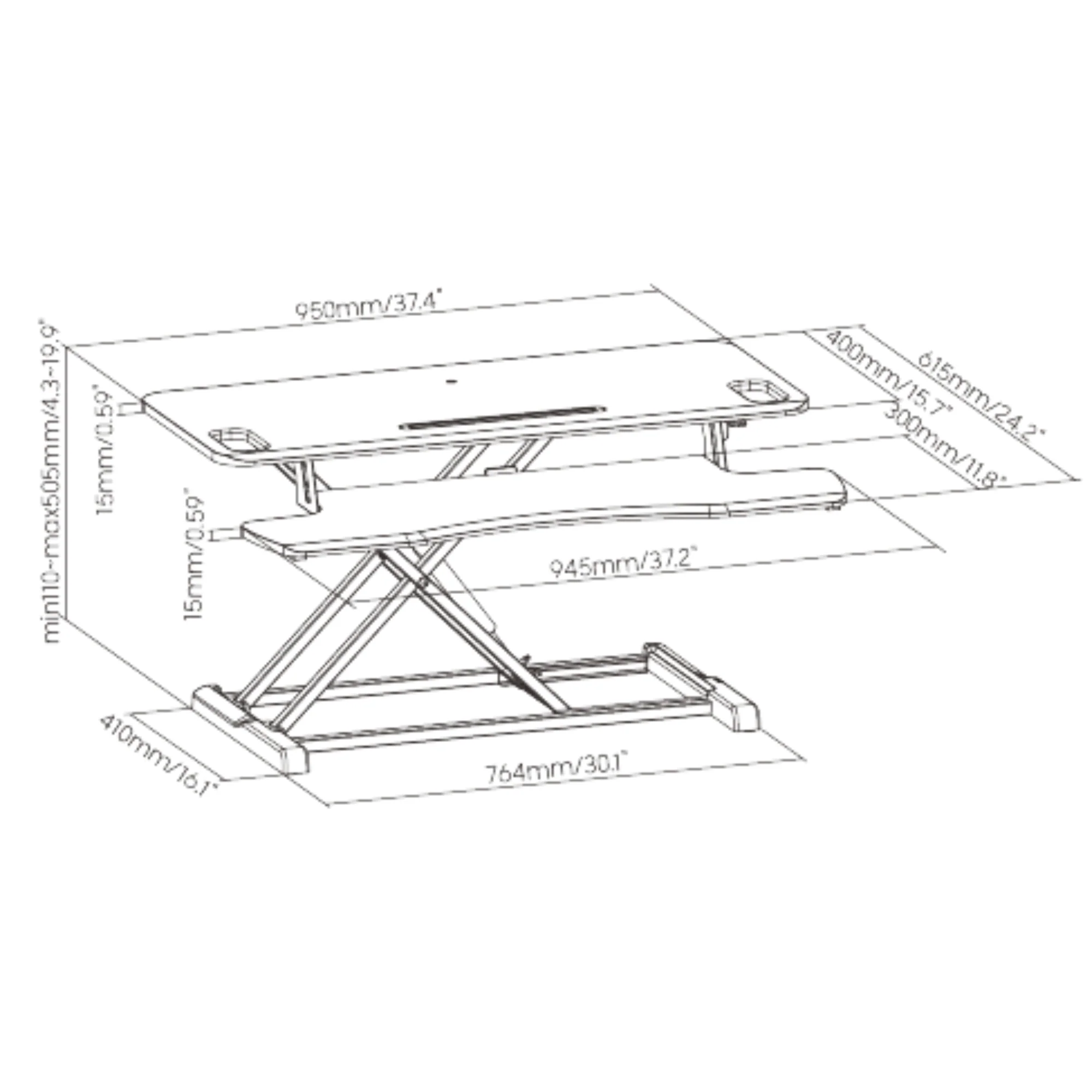 מתקן ארגונומי ל-2 מסכים Lumi DWS28-02N - Image 4