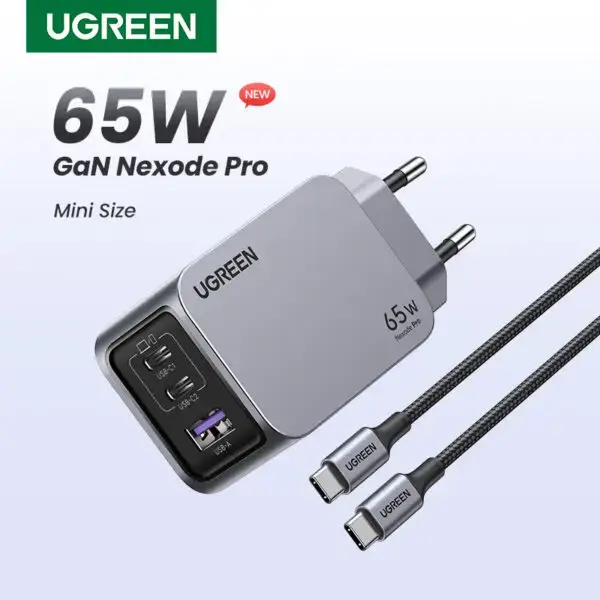 מטען קיר עם כבל Ugreen Nexode Pro 65w Gan - Image 2