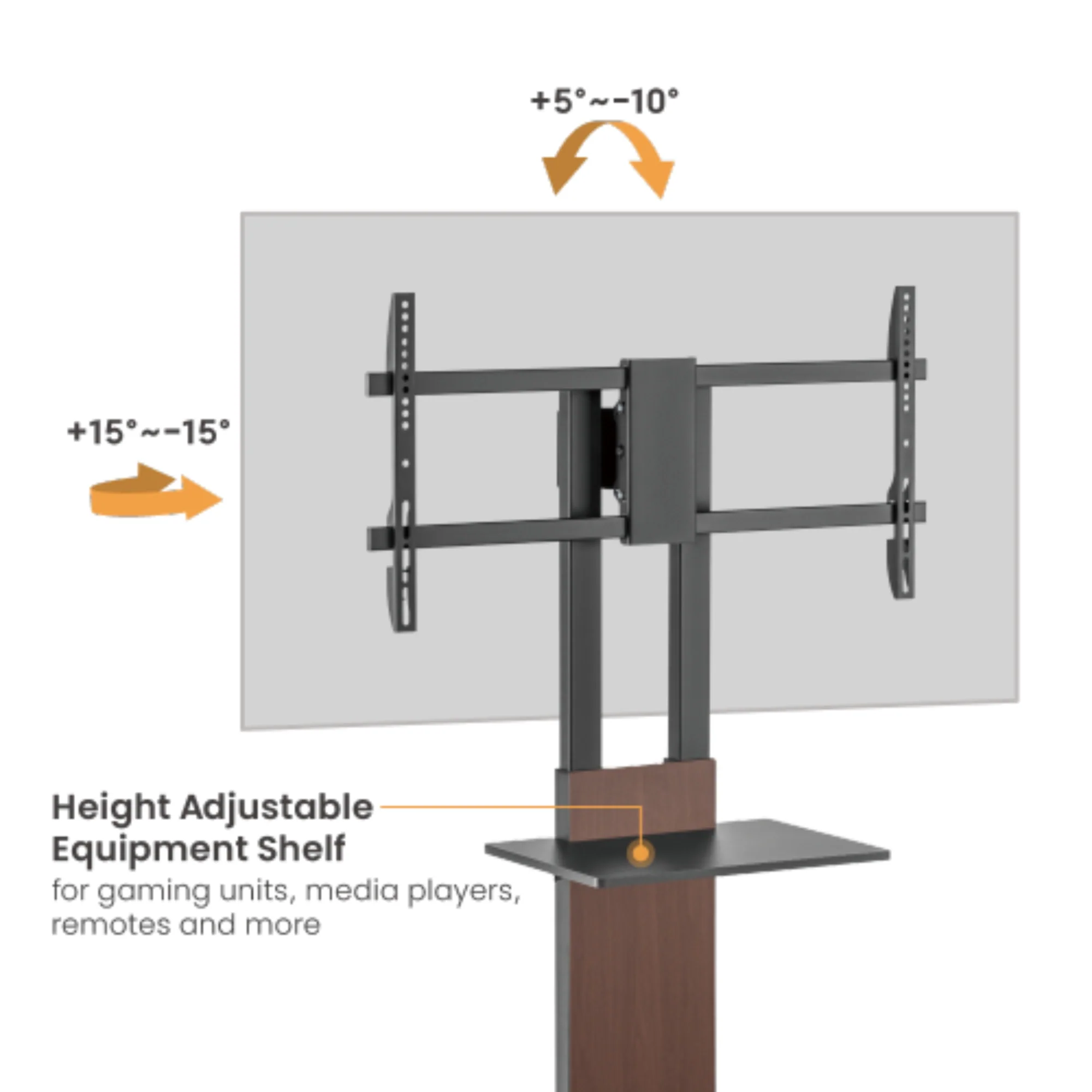 עגלת עץ למסכים 45"-90" Lumi FS46-48T-01-NT - Image 2