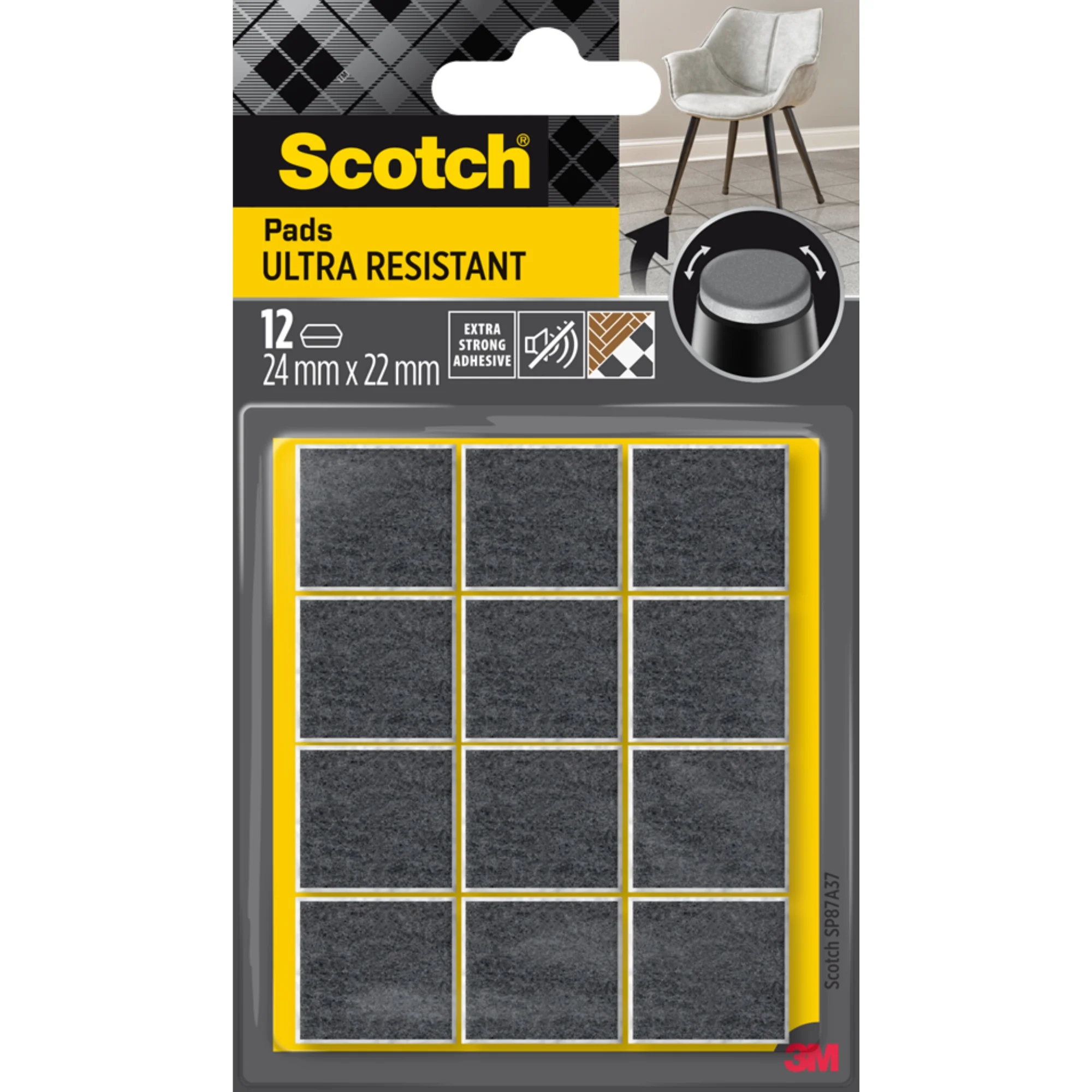 רפידות ריבועים Scotch עמידות במיוחד 12יחידות