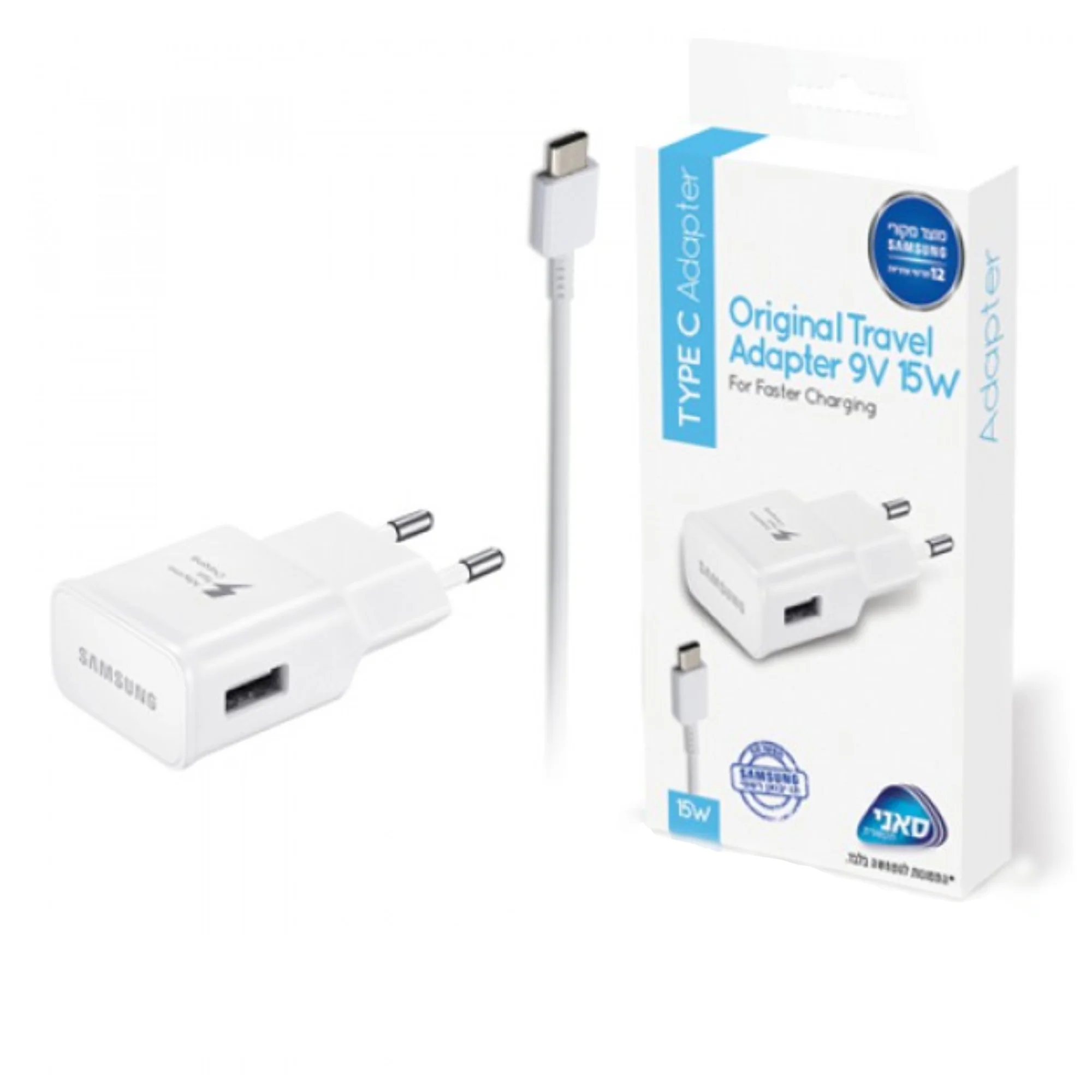 מטען קיר מקורי מהיר W15 + כבל SAMSUNG Type- C שחור - Image 3