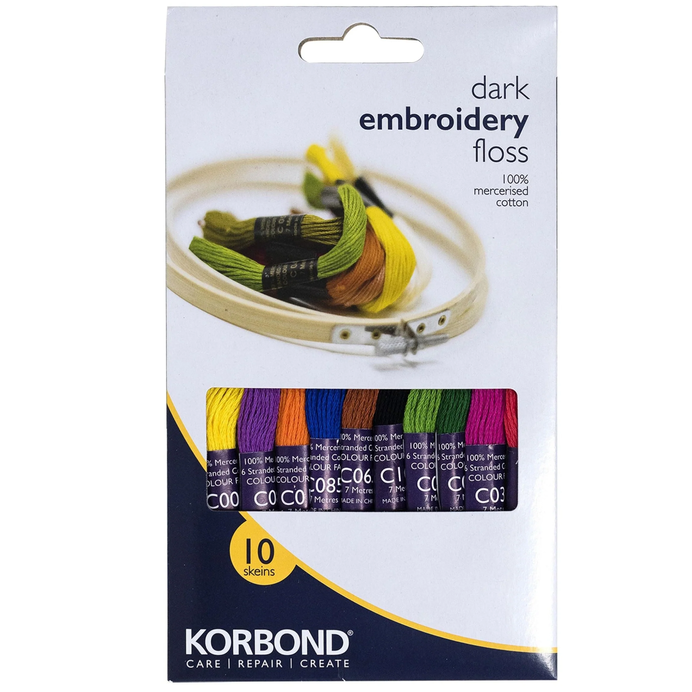 סט חוטי רקמה 10יח' גווני פסטל 100%כותנה Korbond