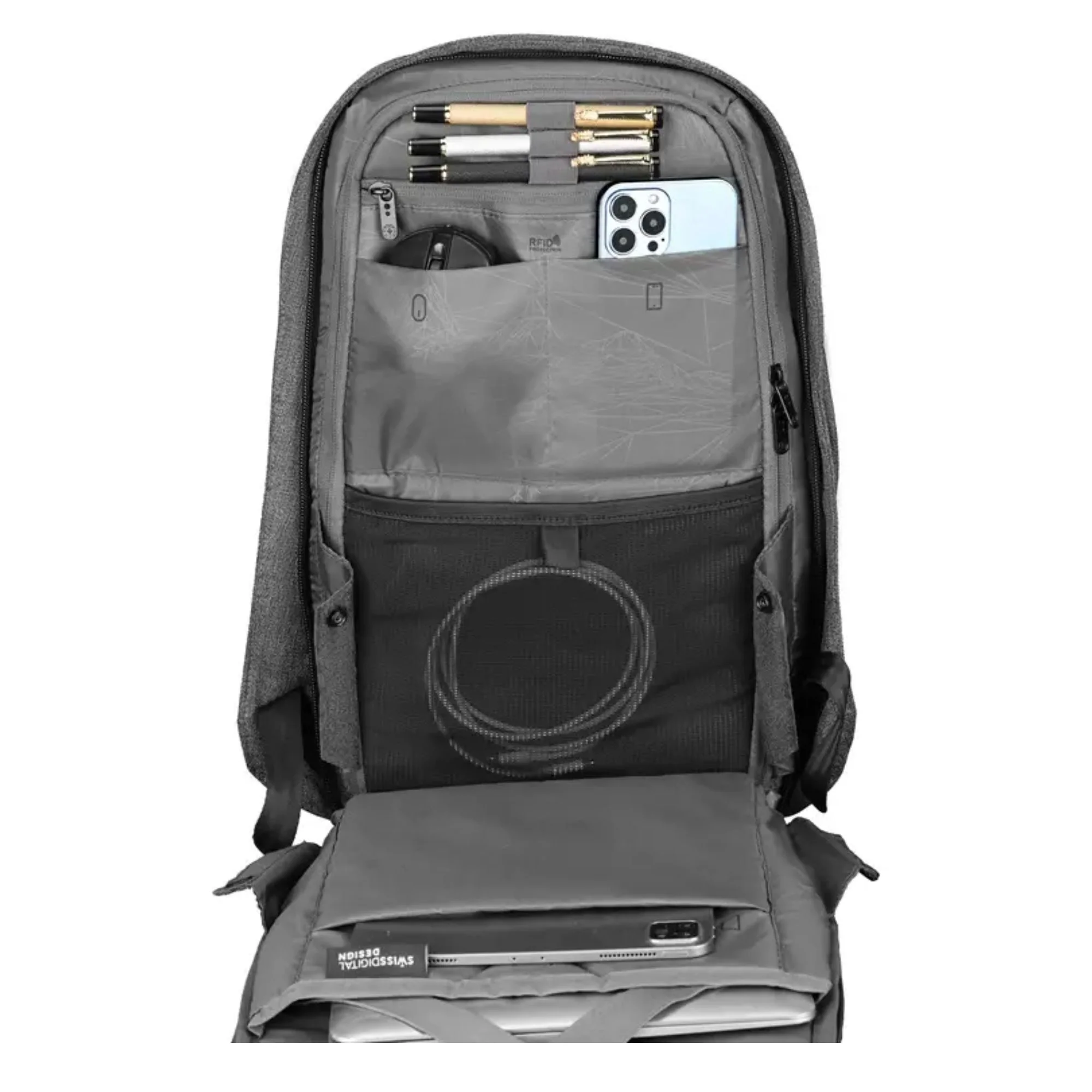 תיק גב למחשב 16" Swiss Digital Cosmo שחור אפור - Image 6