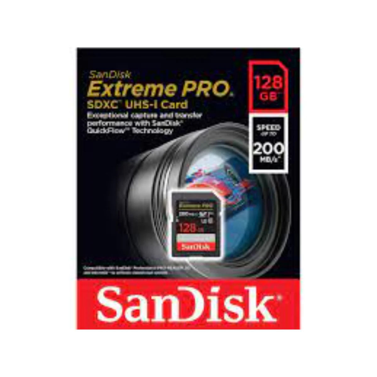 כרטיס זיכרון SanDisk Extreme SD EX 4K 200MB/s V30 128GB - Image 2
