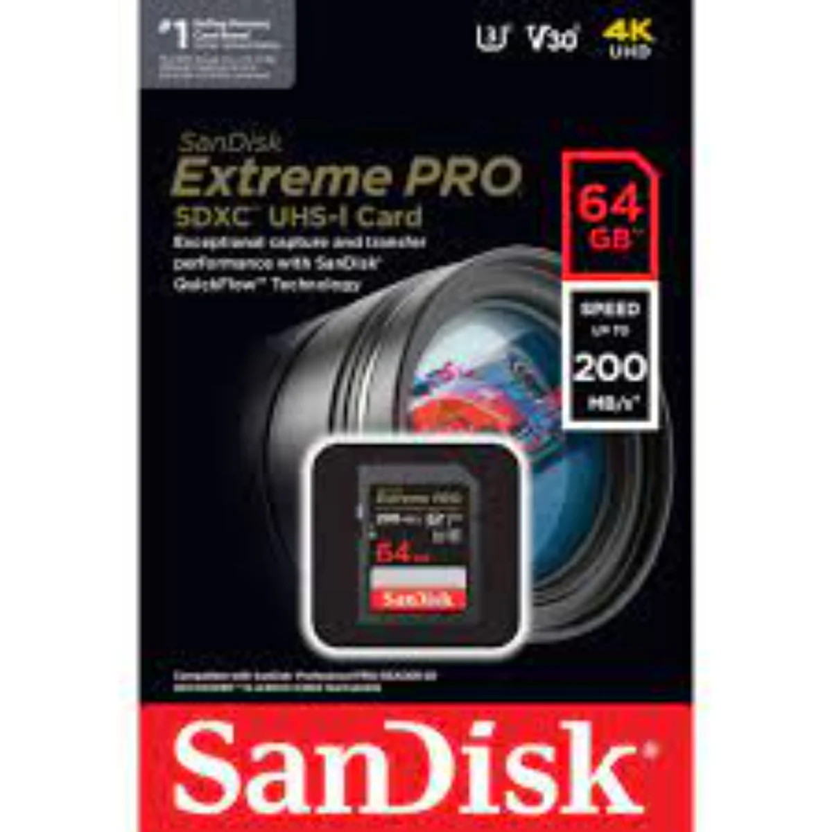 כרטיס זיכרון SanDisk Extreme SD EX 4K 200MB/s V30 64GB - Image 2