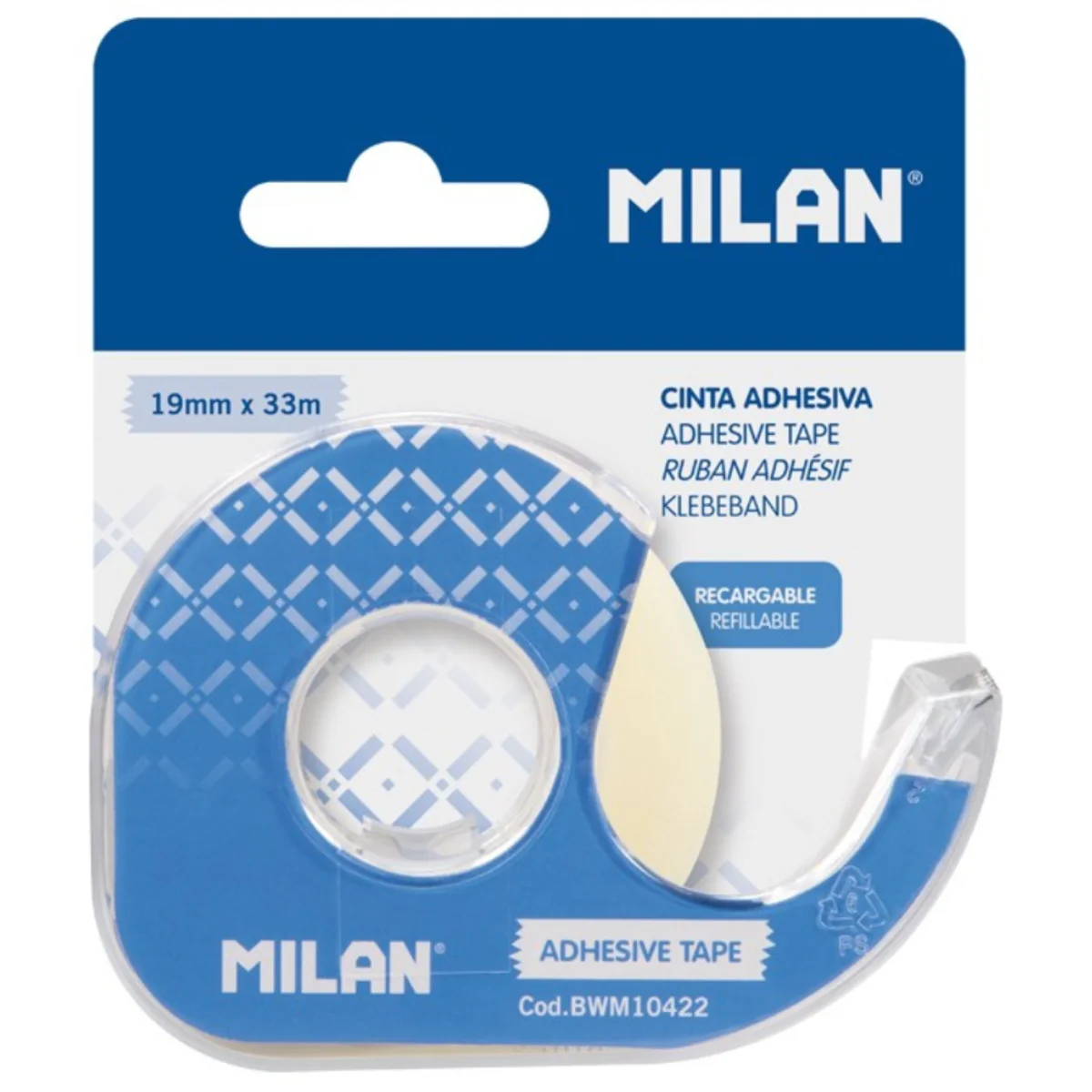 דבק סלוטייפ 4/3*36 עם דיספנסר Milan