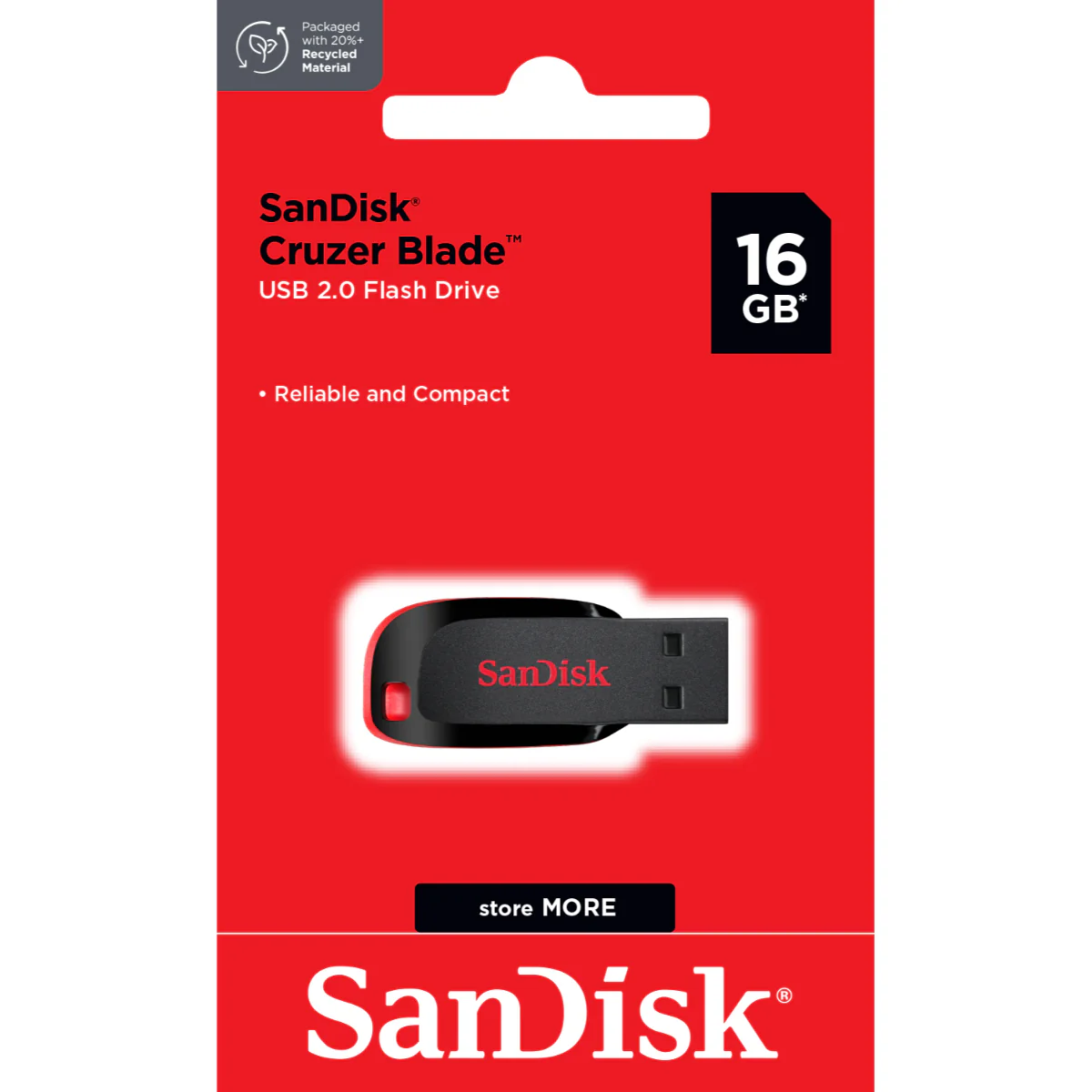 זיכרון נייד SanDisk Cruzer Blade Z50 16GB- צבע שחור-אדום - Image 2