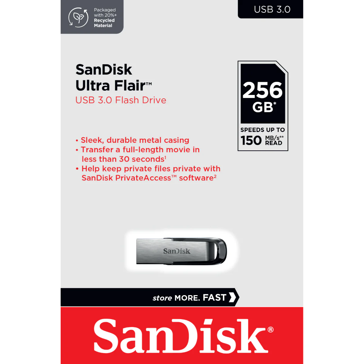 זיכרון נייד SanDisk Ultra Flair Z73 256GB - Image 2