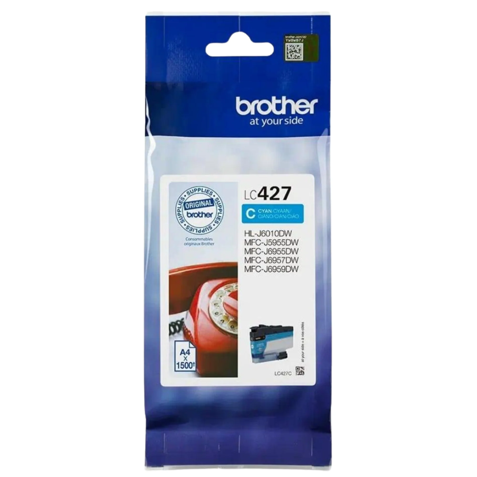 ראש דיו  עד 1,500 דף דגם Brother LC427C כחול - Image 3