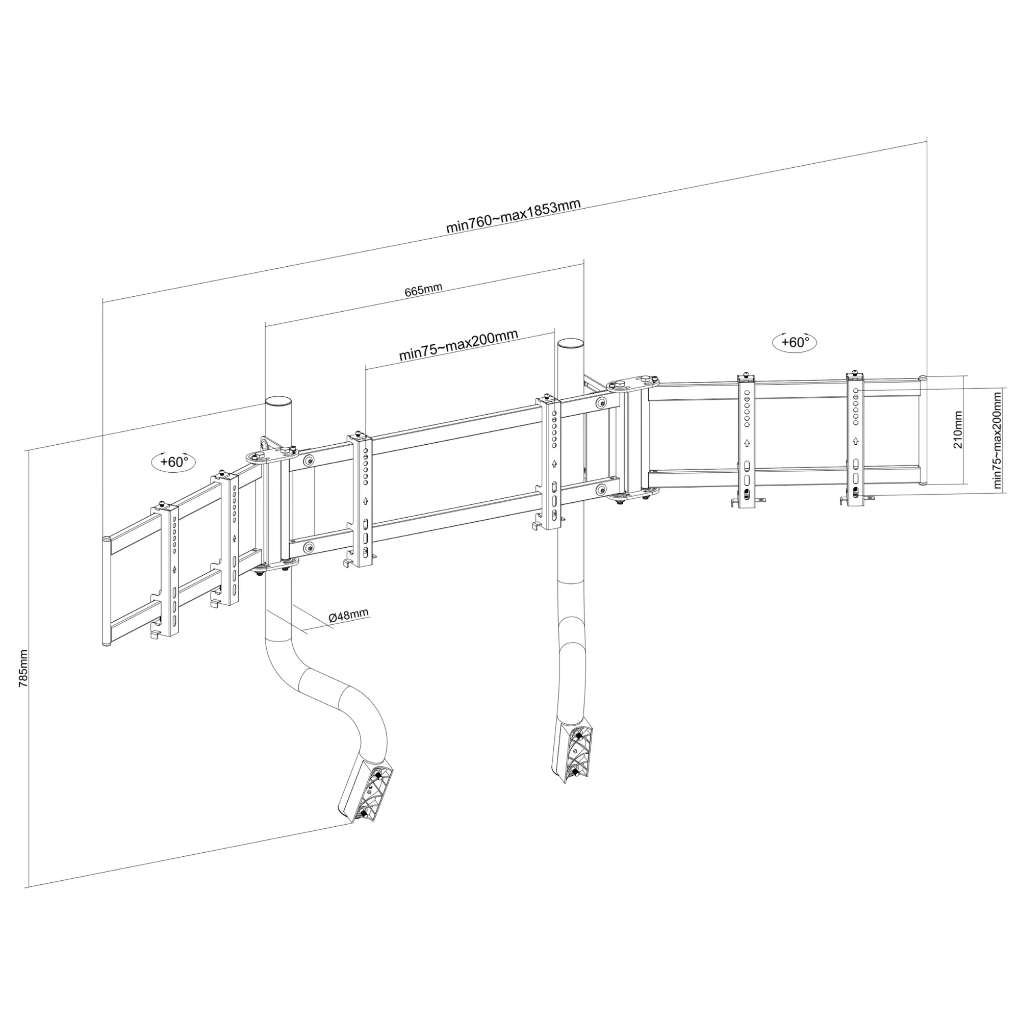 מתקן ל 3 מסכים Oplite Triple Monitor Stand Gtr S3/S8 - Image 3
