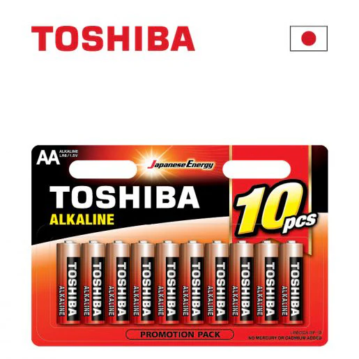 מארז 10 סוללות אלקליין Toshiba AA LR6