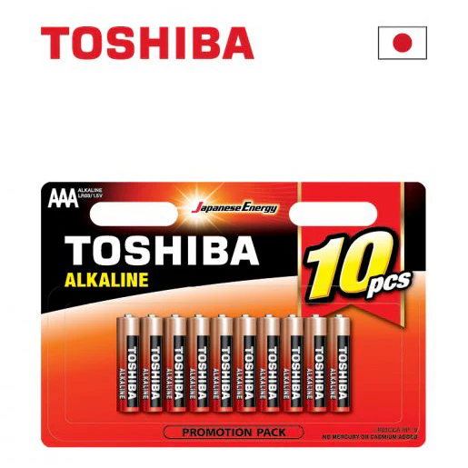 מארז 10 סוללות אלקליין  Toshiba AAA LR03