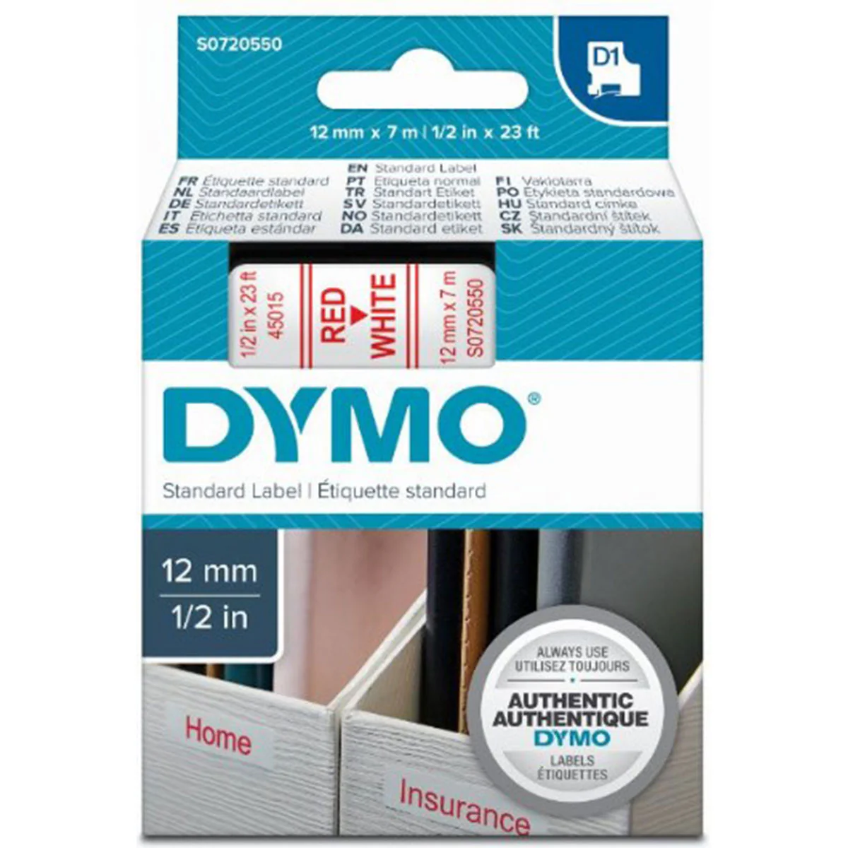 סרט DX45015 אדום על רקע לבן Dymo