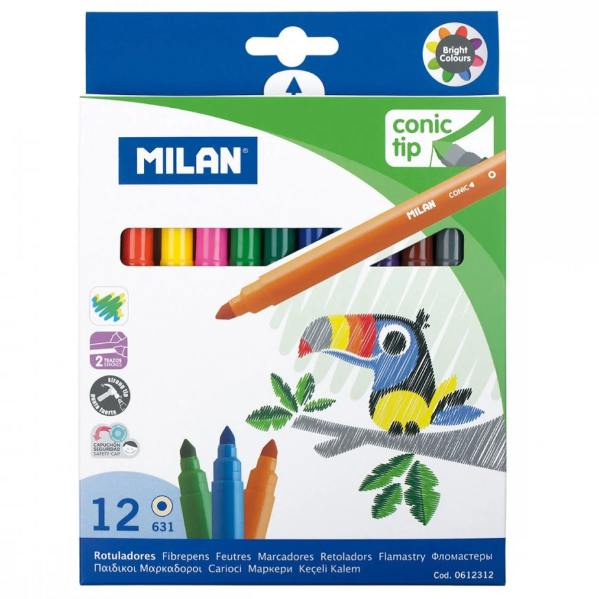 סט 12 צבעי פסטל עבה Milan