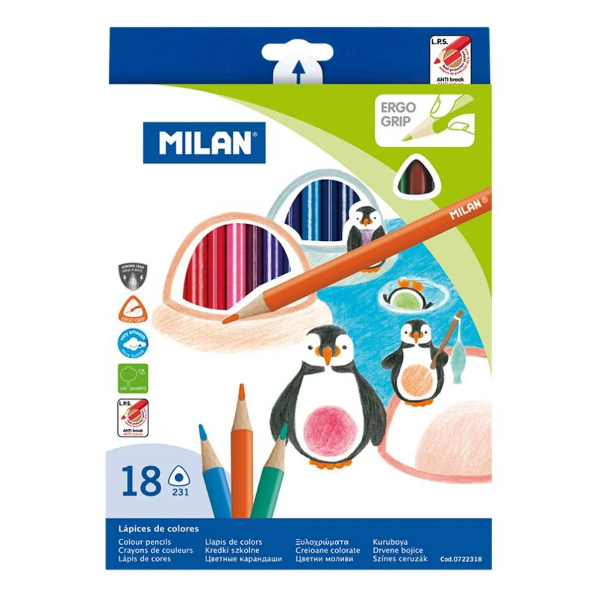 סט 18 עפרונות צבעוניים Milan