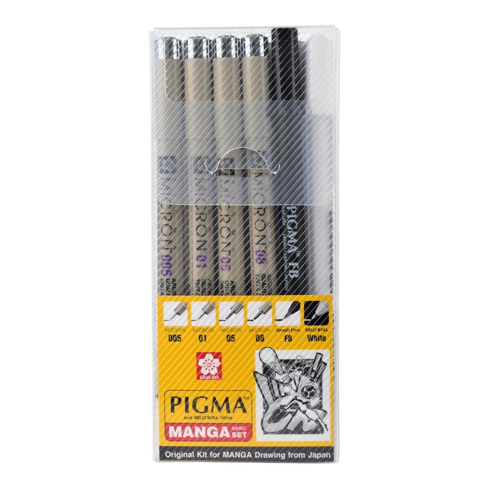 סט 6 עטי רפידוגרף מקצועי Sakura Pigma Set Manga