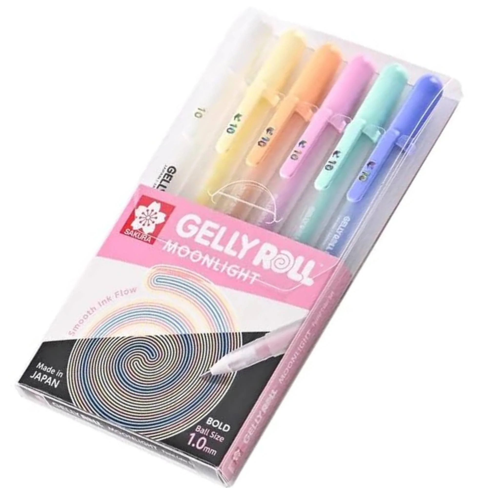 סט 6 עטי ג'ל Sakura Gelly Moolight צבעי פסטל ולבן - Image 2
