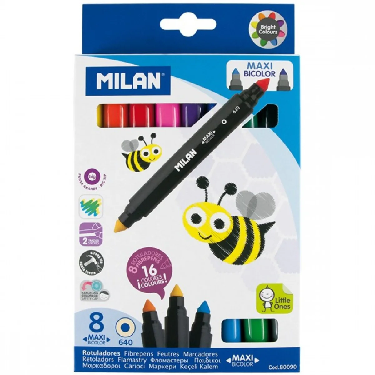 סט 8 טושים דו צדדי עבים Milan
