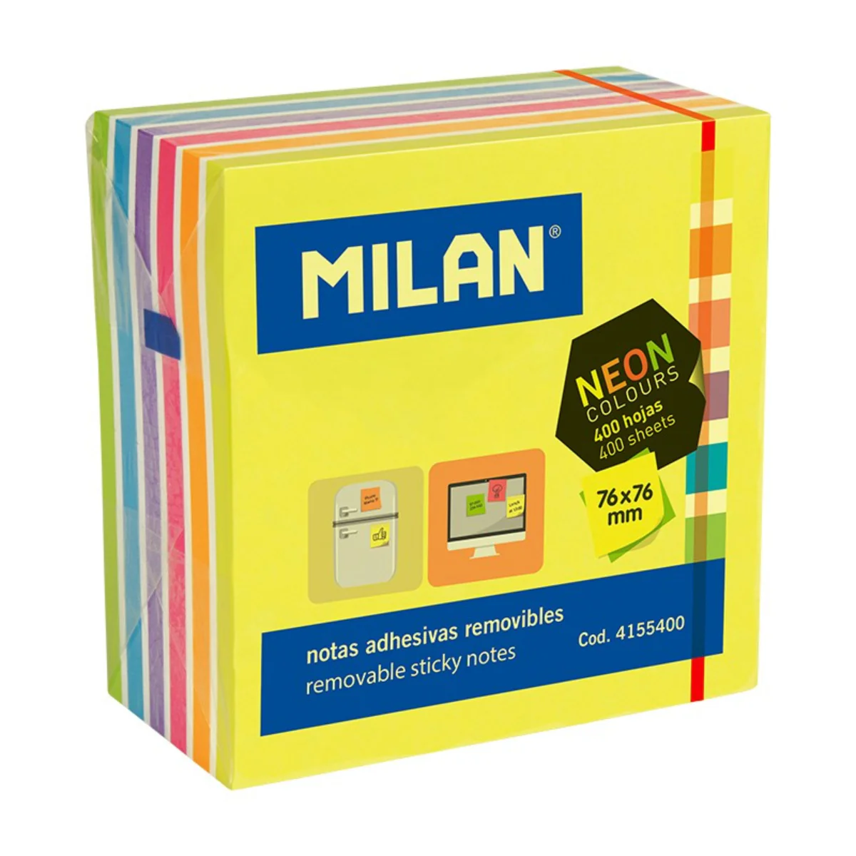 400 פתקיות דביקות 76*76 מ"מ Milan Neon - Image 2