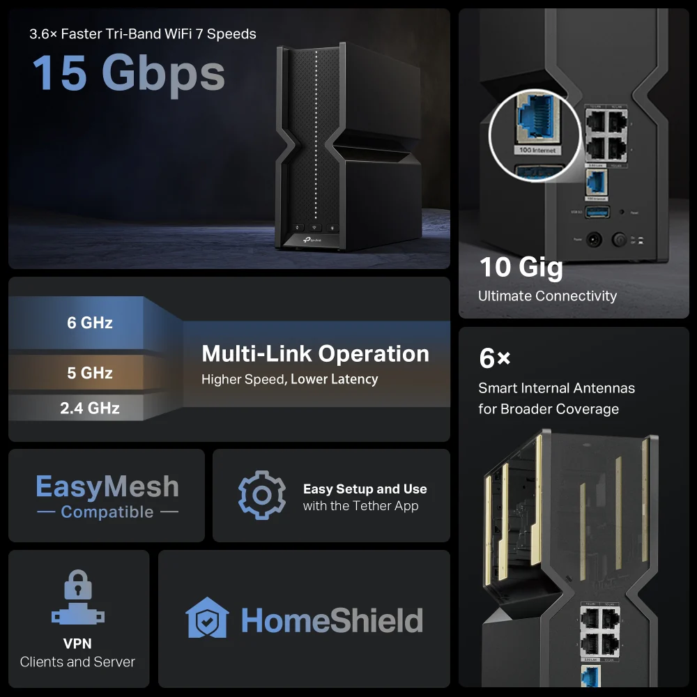 נתב אלחוטי Archer BE700 BE15000 Wi-Fi 7 Router - Image 4