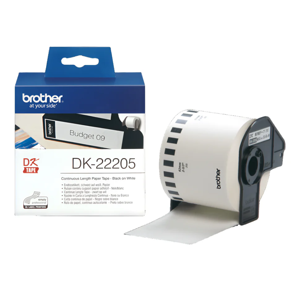 סרט מדבקה שחור-לבן Brother DK22205