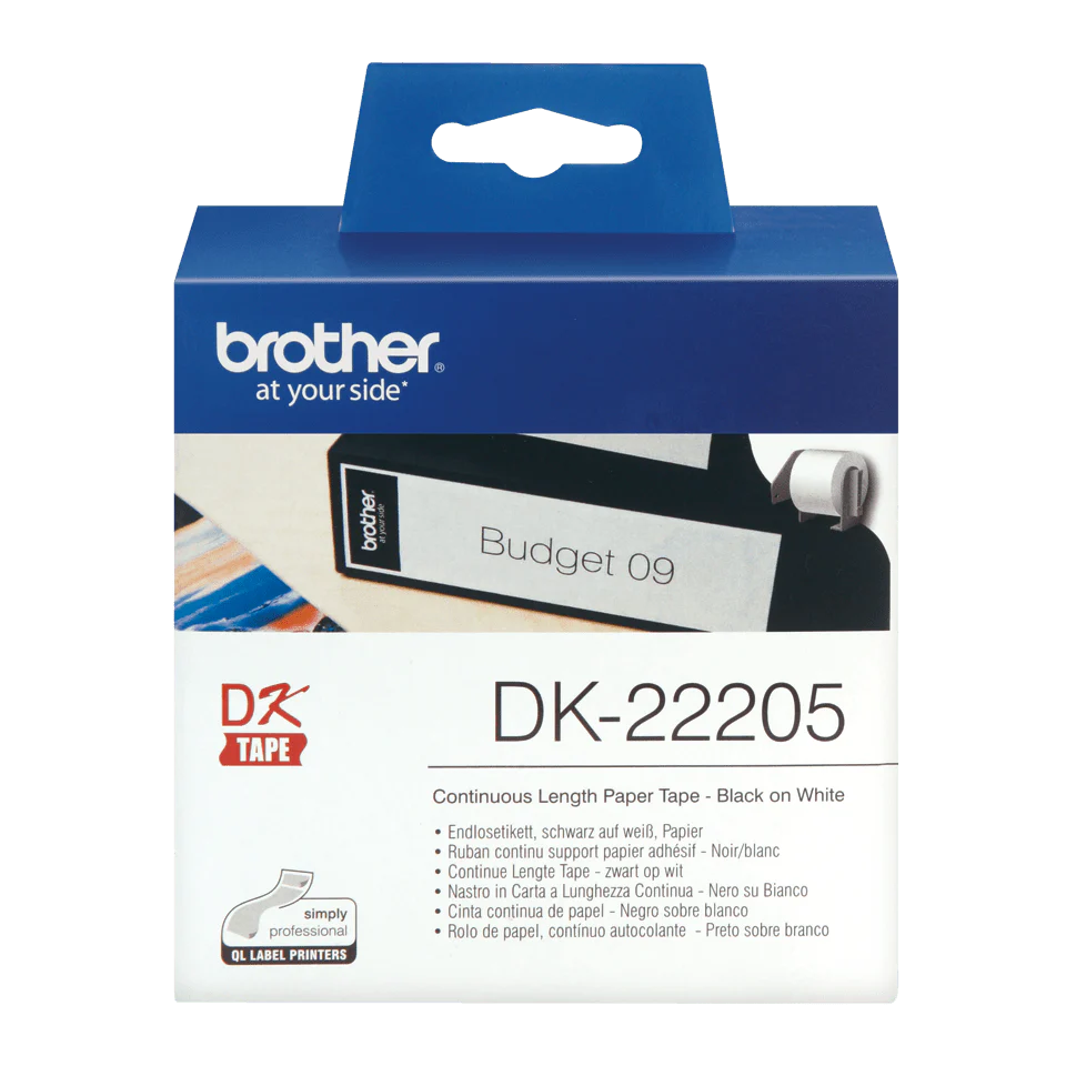 סרט מדבקה שחור-לבן Brother DK22205 - Image 2