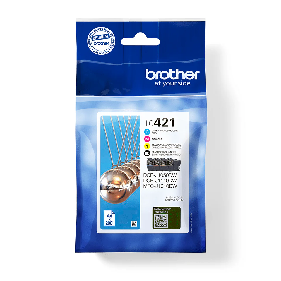 סט 4 ראשי דיו מקוריים Brother LC421