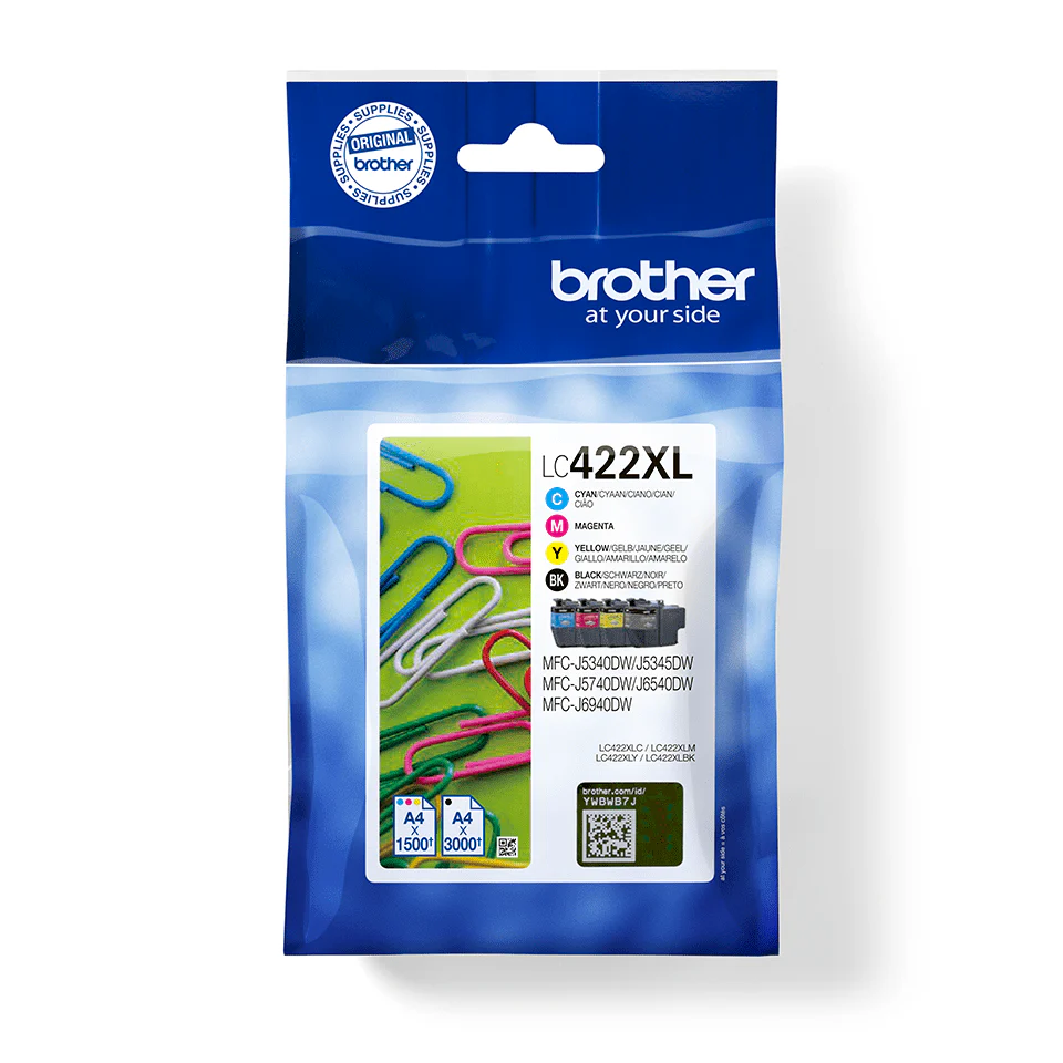 סט 4 ראשי דיו מקוריים Brother LC422XL