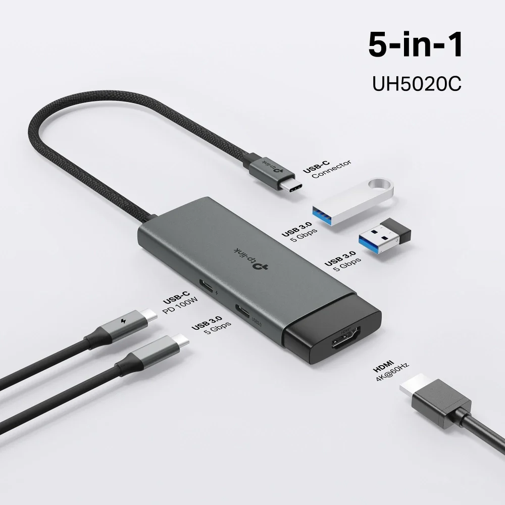 רכזת Tp-link 5-in-1 Hub Type-C USB- UH5020C - Image 4