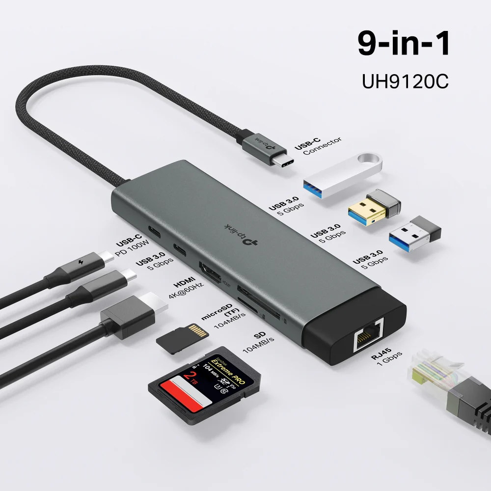 תחנת עגינה UH9120C USB Type-C 9-in-1 Hub Tp-link - Image 4